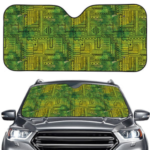 Green And Black African Ethnic Print Car Windshield Sun Shade