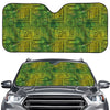 Green And Black African Ethnic Print Car Windshield Sun Shade