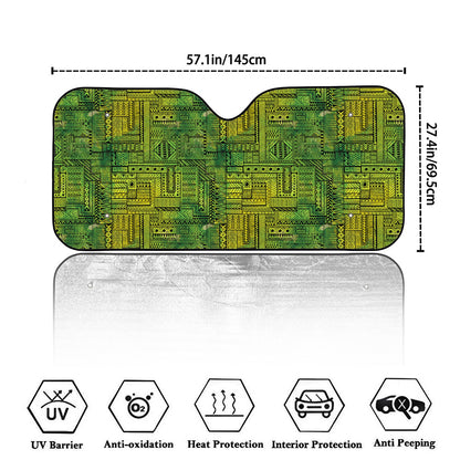 Green And Black African Ethnic Print Car Windshield Sun Shade