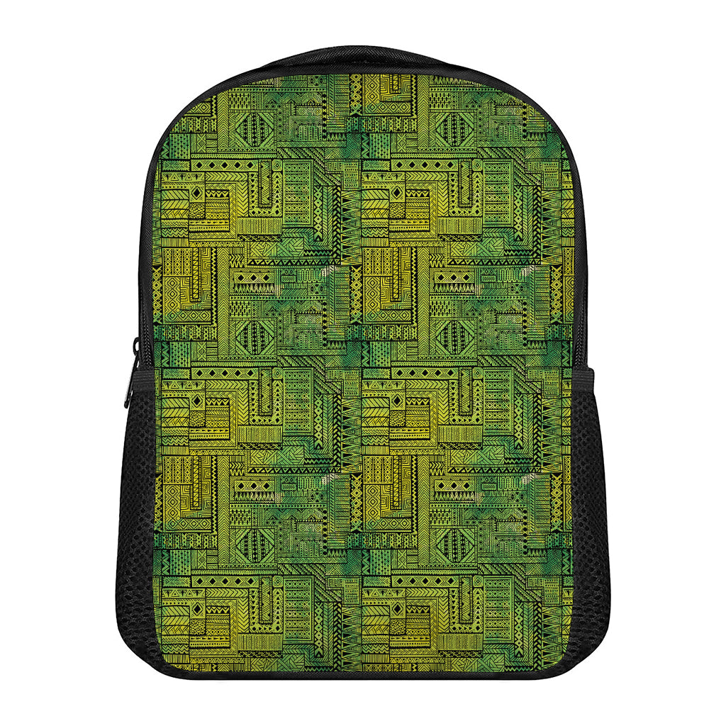 Green And Black African Ethnic Print Casual Backpack