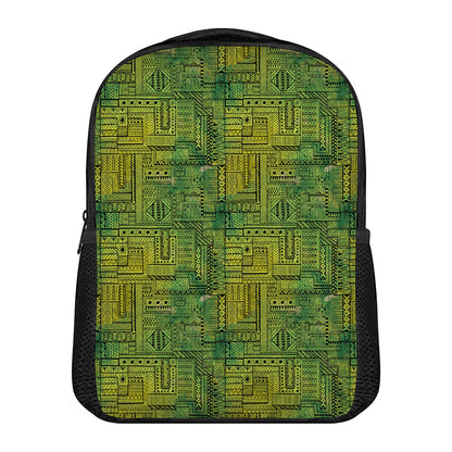 Green And Black African Ethnic Print Casual Backpack