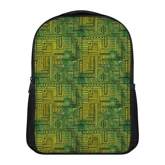Green And Black African Ethnic Print Casual Backpack