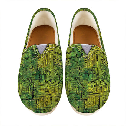Green And Black African Ethnic Print Casual Shoes