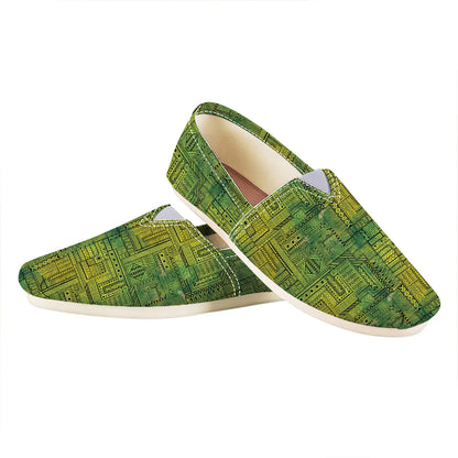 Green And Black African Ethnic Print Casual Shoes