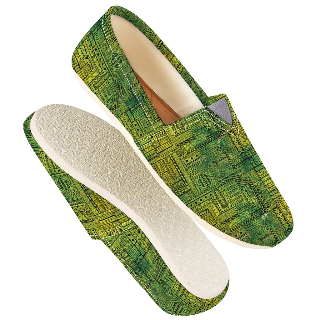 Green And Black African Ethnic Print Casual Shoes