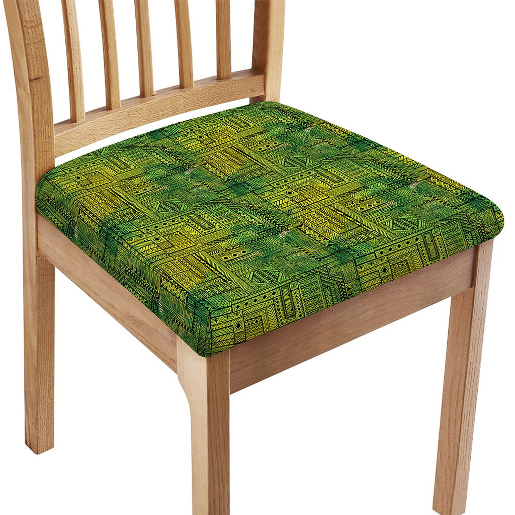 Green And Black African Ethnic Print Chair Cushion Cover