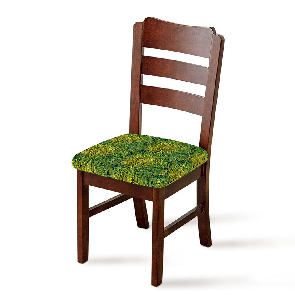 Green And Black African Ethnic Print Chair Cushion Cover