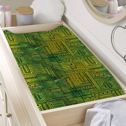 Green And Black African Ethnic Print Changing Pad Cover