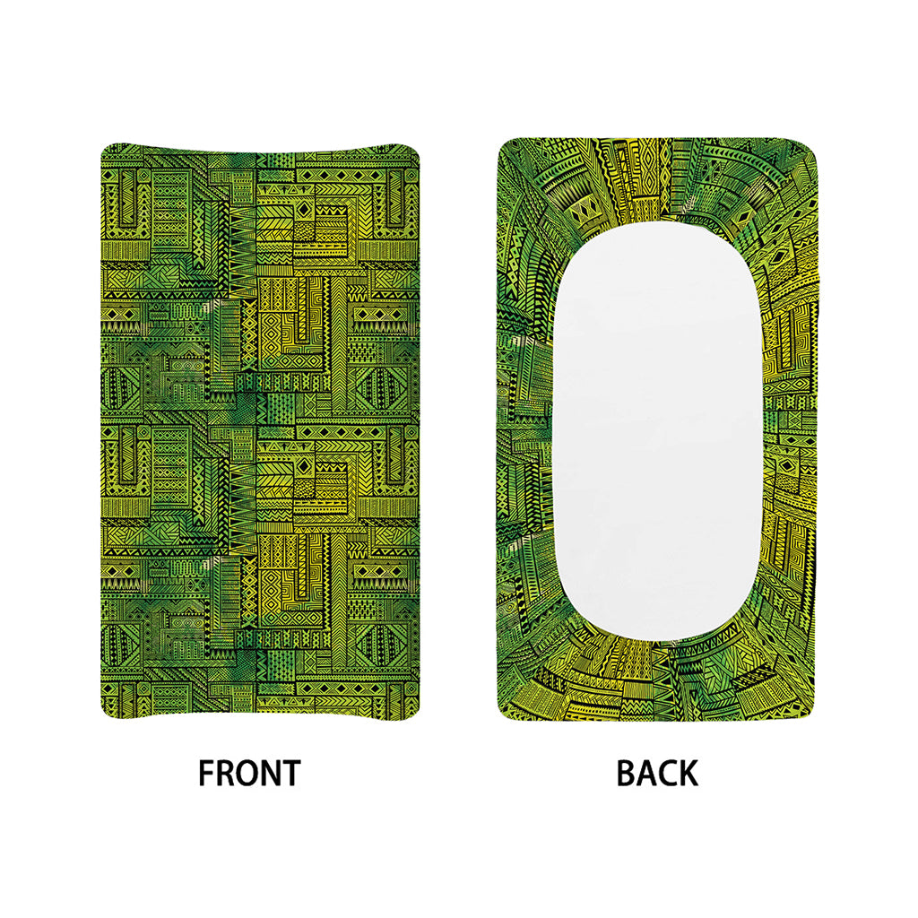 Green And Black African Ethnic Print Changing Pad Cover