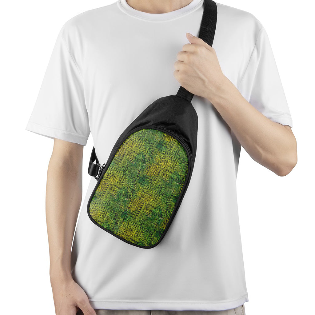 Green And Black African Ethnic Print Chest Bag