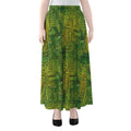 Green And Black African Ethnic Print Chiffon Maxi Skirt