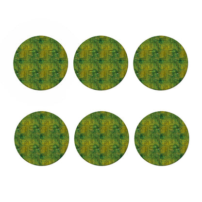 Green And Black African Ethnic Print Coaster Set
