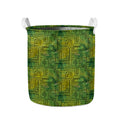 Green And Black African Ethnic Print Collapsible Laundry Basket