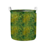 Green And Black African Ethnic Print Collapsible Laundry Basket