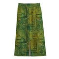 Green And Black African Ethnic Print Cotton Front Slit Maxi Skirt