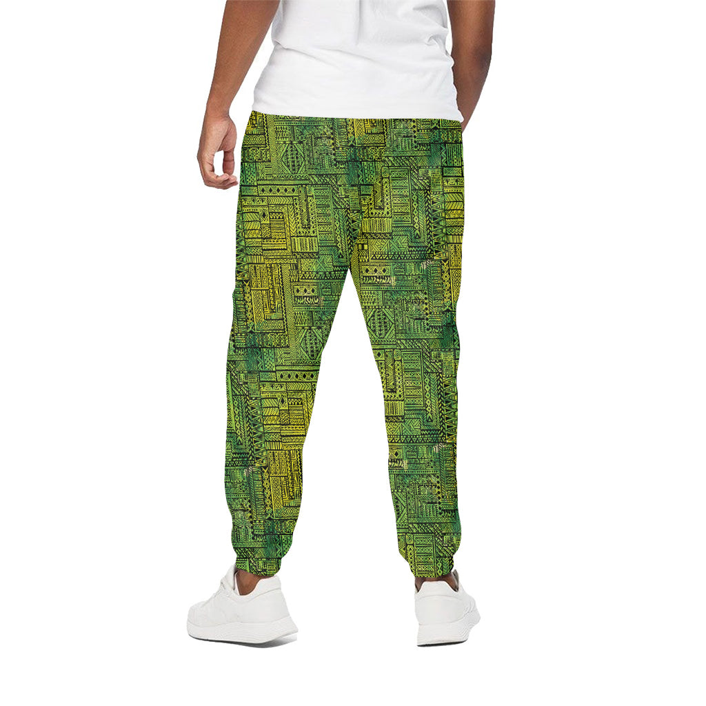 Green And Black African Ethnic Print Cotton Pants