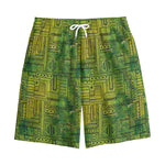 Green And Black African Ethnic Print Cotton Shorts