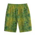Green And Black African Ethnic Print Cotton Shorts