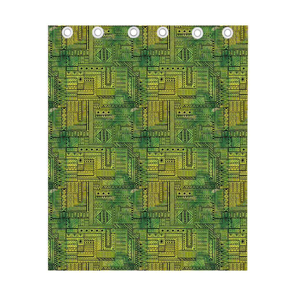 Green And Black African Ethnic Print Curtain