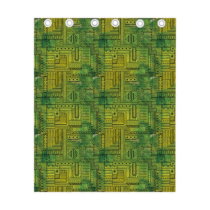 Green And Black African Ethnic Print Curtain