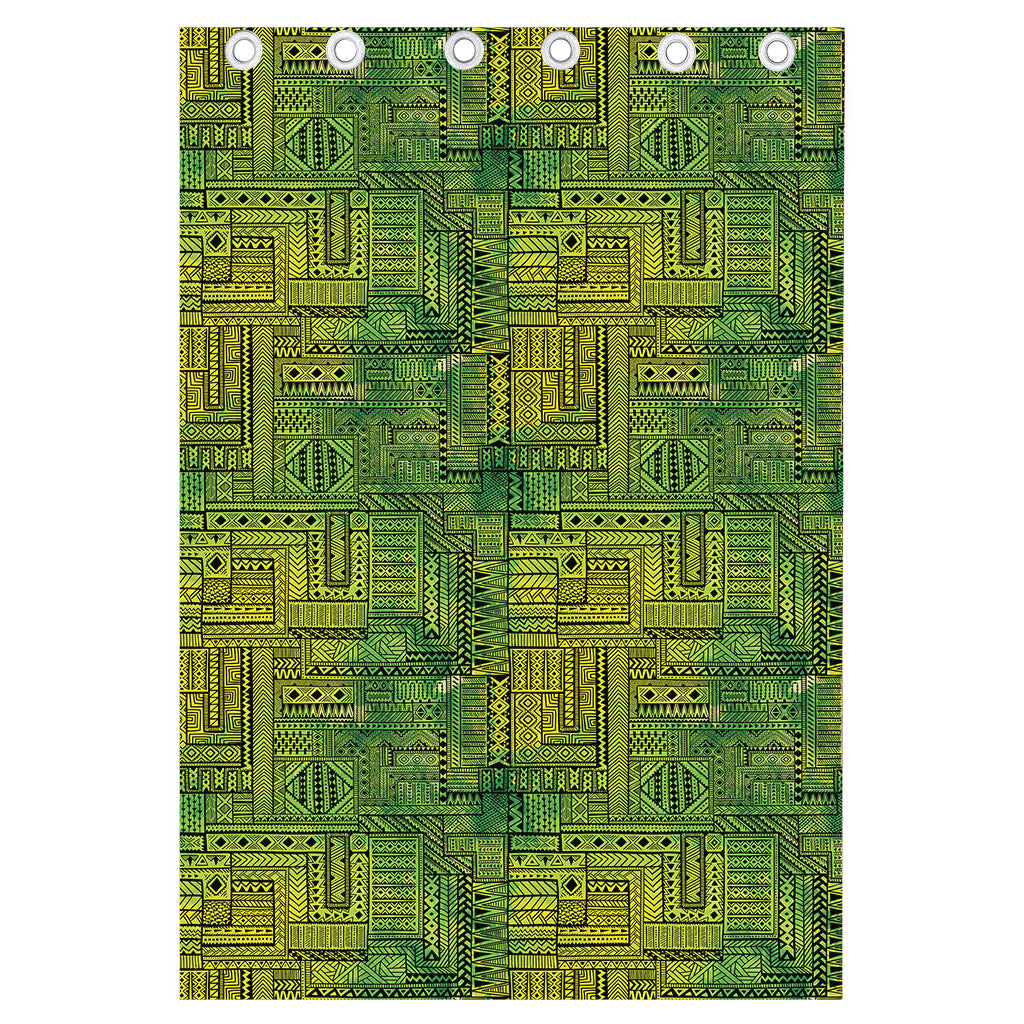 Green And Black African Ethnic Print Curtain