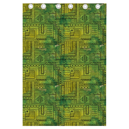 Green And Black African Ethnic Print Curtain