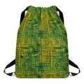 Green And Black African Ethnic Print Drawstring Backpack