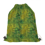 Green And Black African Ethnic Print Drawstring Bag