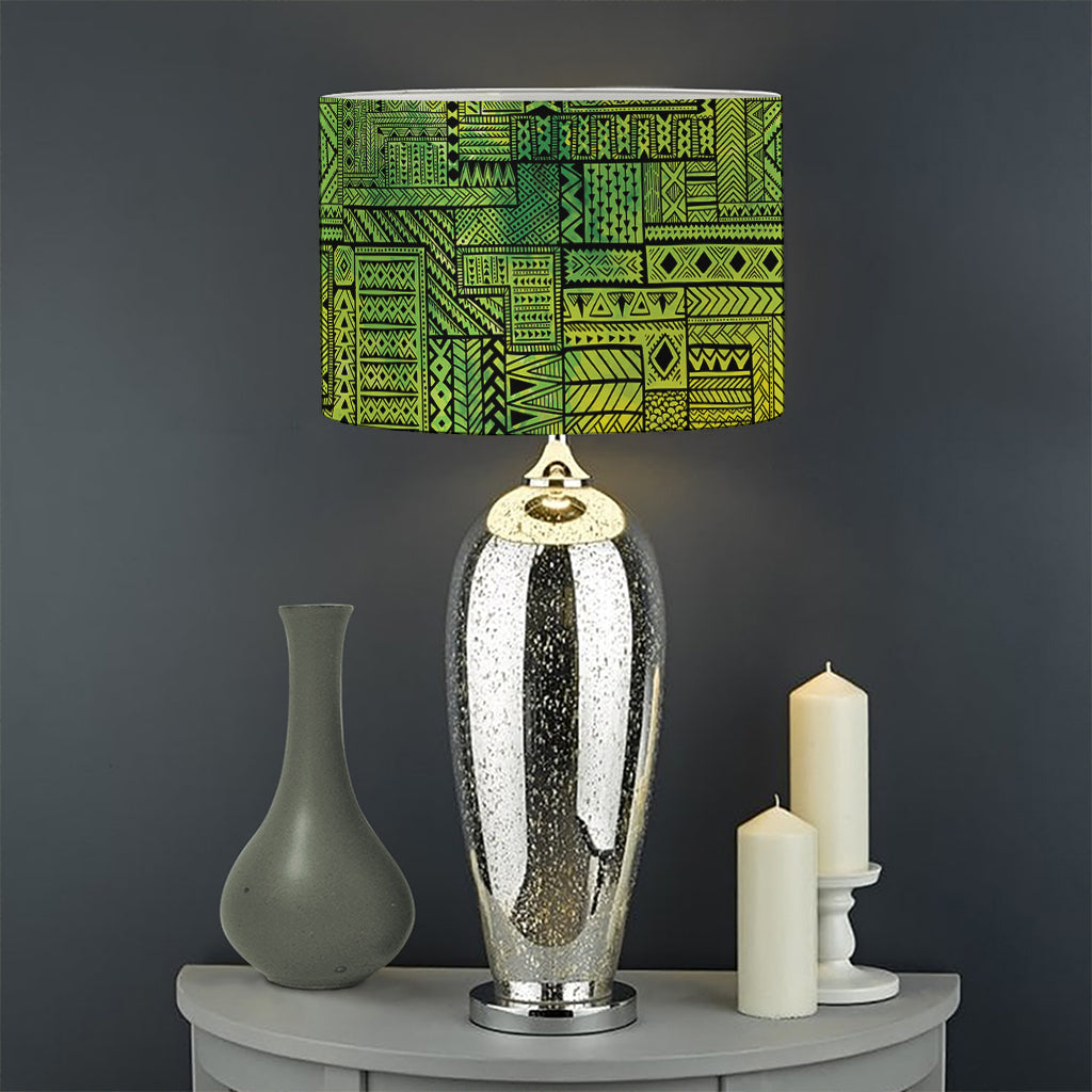 Green And Black African Ethnic Print Drum Lamp Shade
