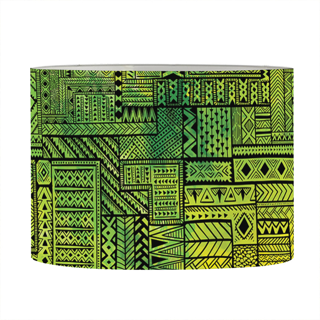 Green And Black African Ethnic Print Drum Lamp Shade