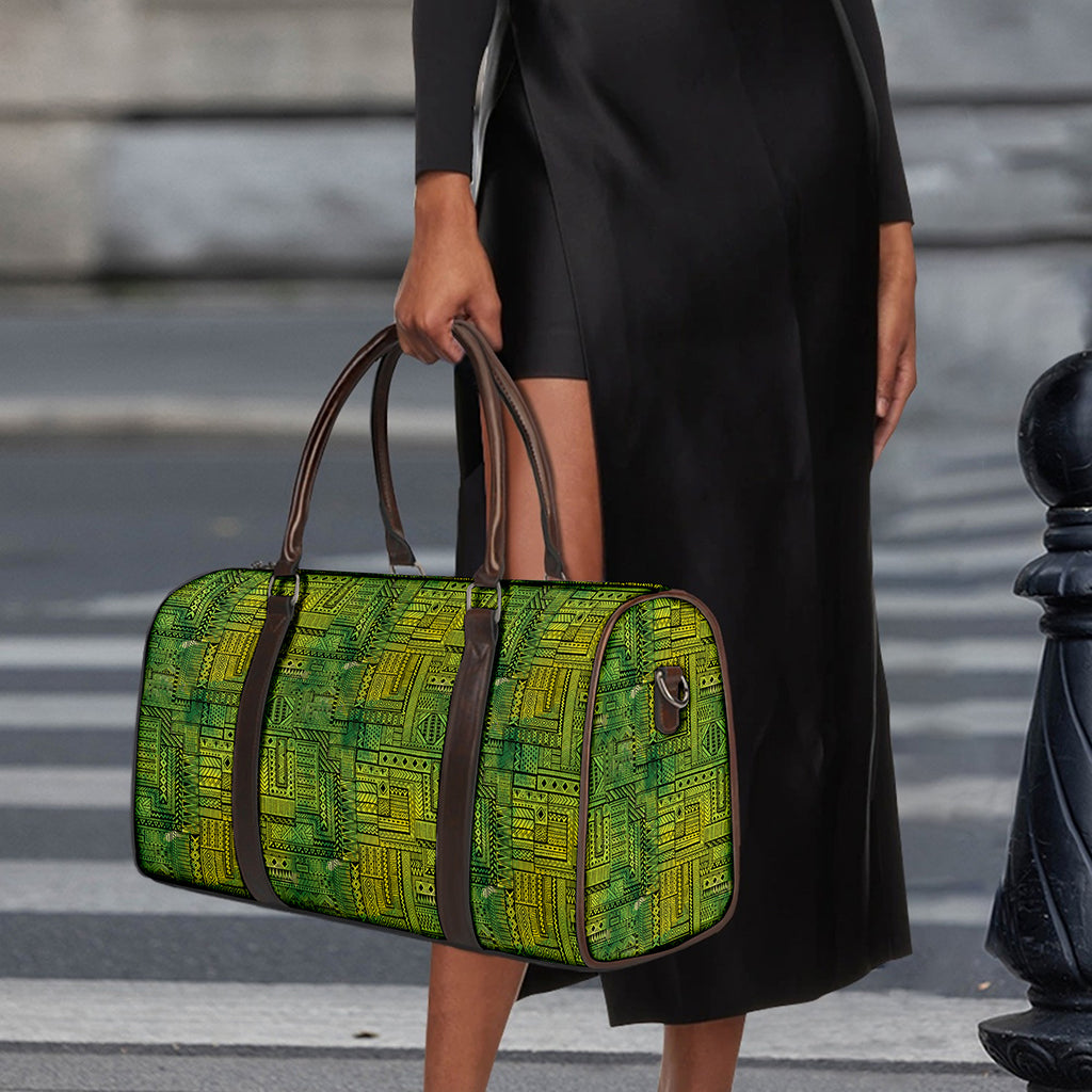 Green And Black African Ethnic Print Duffle Bag