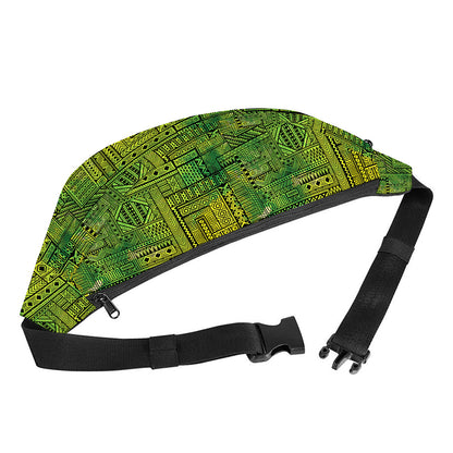 Green And Black African Ethnic Print Fanny Pack
