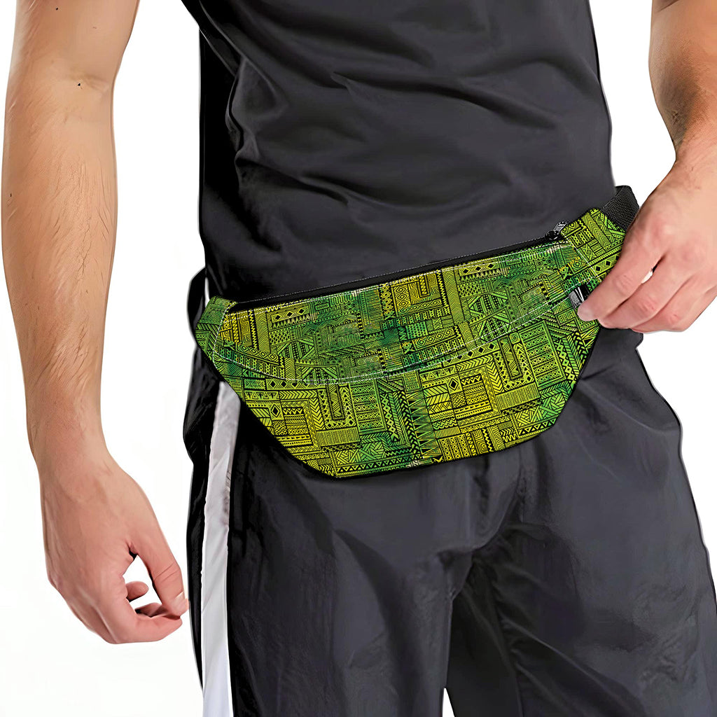 Green And Black African Ethnic Print Fanny Pack