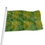Green And Black African Ethnic Print Flag