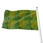 Green And Black African Ethnic Print Flag