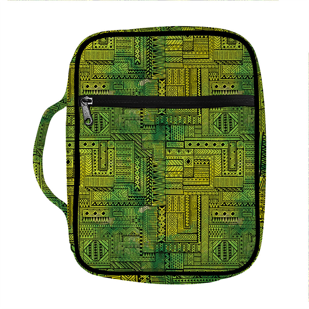 Green And Black African Ethnic Print Front Pocket Bible Bag