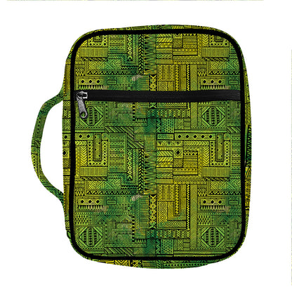 Green And Black African Ethnic Print Front Pocket Bible Bag