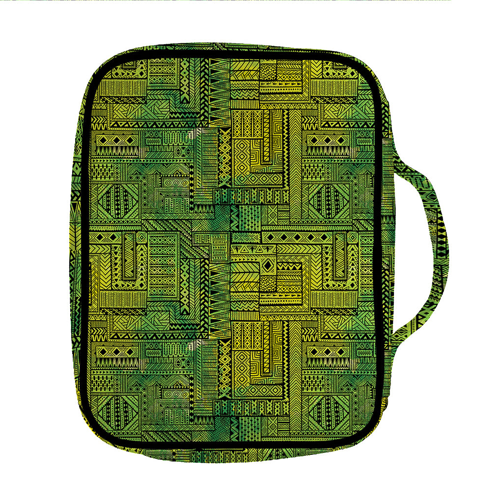 Green And Black African Ethnic Print Front Pocket Bible Bag