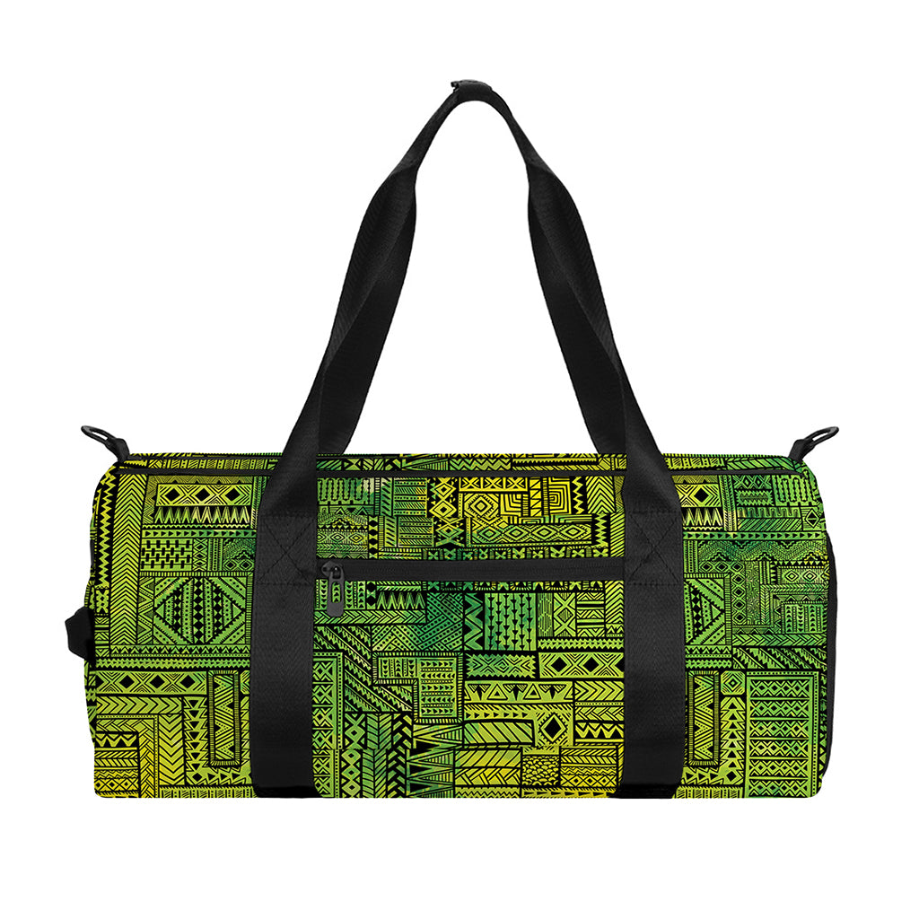 Green And Black African Ethnic Print Gym Bag