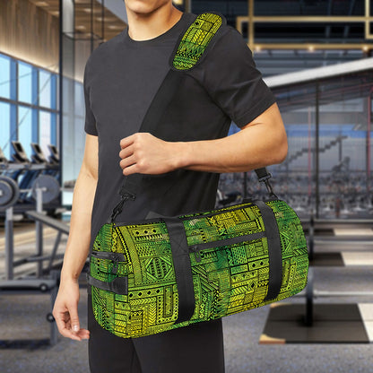 Green And Black African Ethnic Print Gym Bag