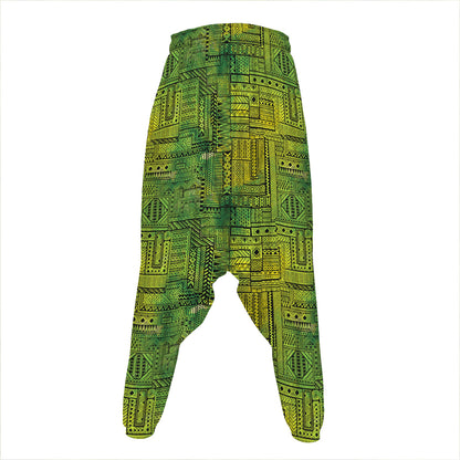 Green And Black African Ethnic Print Hammer Pants