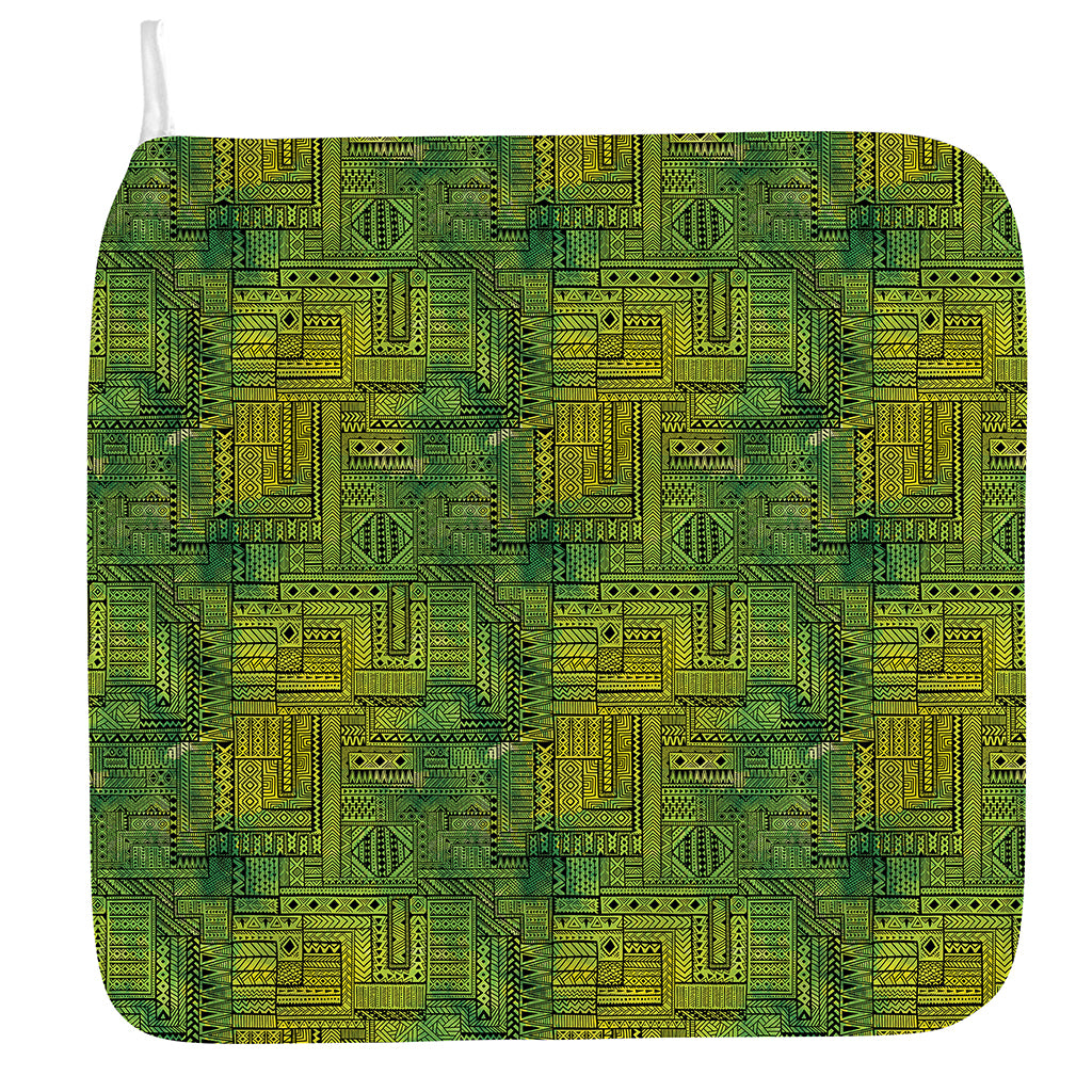 Green And Black African Ethnic Print Hand Towel
