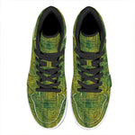 Green And Black African Ethnic Print High Top Leather Sneakers