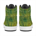 Green And Black African Ethnic Print High Top Leather Sneakers