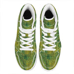 Green And Black African Ethnic Print High Top Leather Sneakers