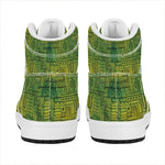 Green And Black African Ethnic Print High Top Leather Sneakers