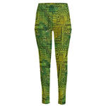 Green And Black African Ethnic Print High-Waisted Pocket Leggings