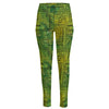 Green And Black African Ethnic Print High-Waisted Pocket Leggings