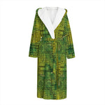 Green And Black African Ethnic Print Hooded Bathrobe