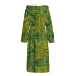 Green And Black African Ethnic Print Hooded Bathrobe